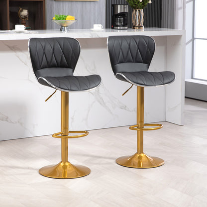 Counter Height Bar Stools Set of 2, Adjustable Height Bar Chairs with Swivel Seat, PU Leather Upholstery Bar Stools   at Gallery Canada