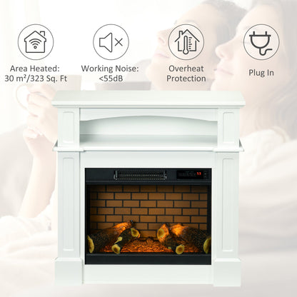 Electric Fireplace with Mantel, Freestanding Heater Corner Firebox with Remote Control, 700W/1400W, White Electric Fireplaces   at Gallery Canada