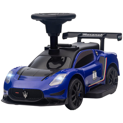 6V Maserati GT2 Licensed Electric Car for Kids, Ride on Car with Under Seat Storage, LED Headlights Music, Blue Electric Toy Cars   at Gallery Canada