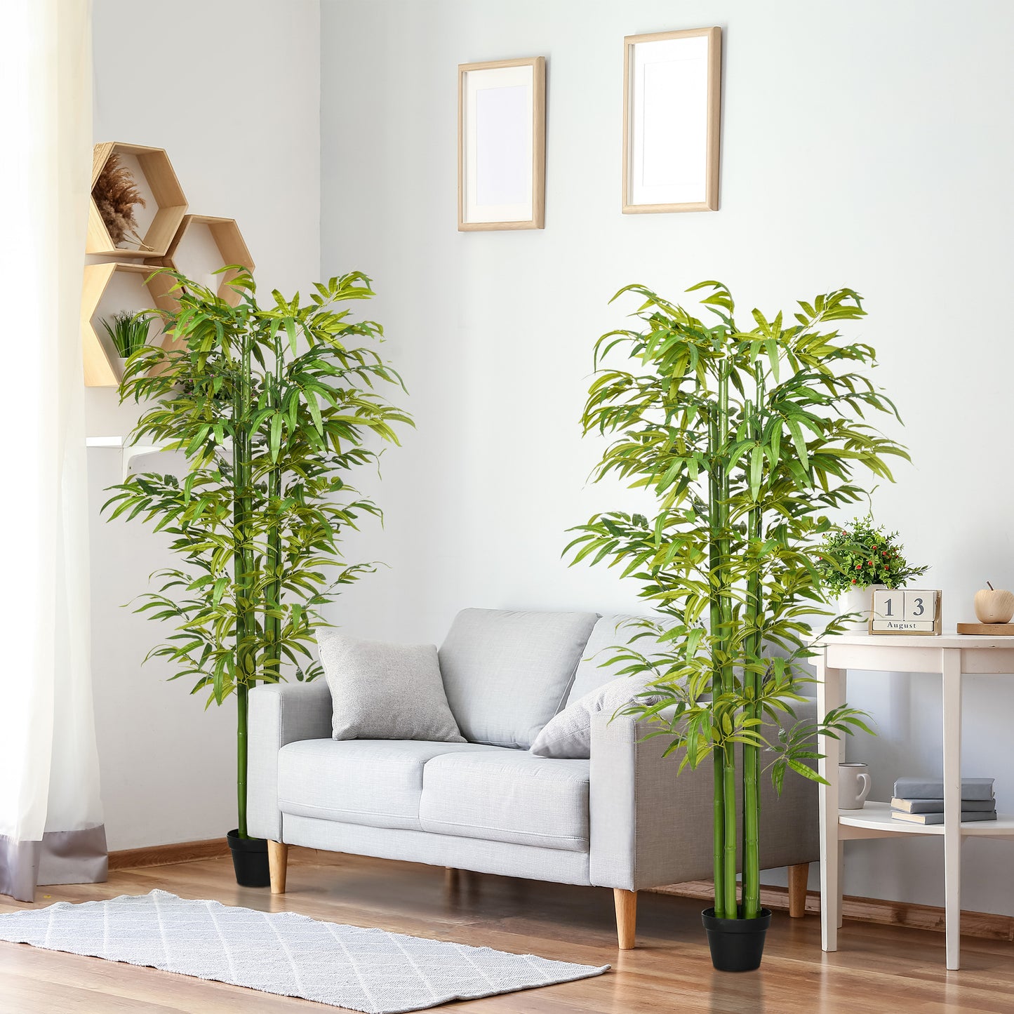 Set of 2 6 FT Artificial Tree Bamboo Tree Fake Plants in Pot for Home Office Living Room Decor, Green Artificial Trees   at Gallery Canada