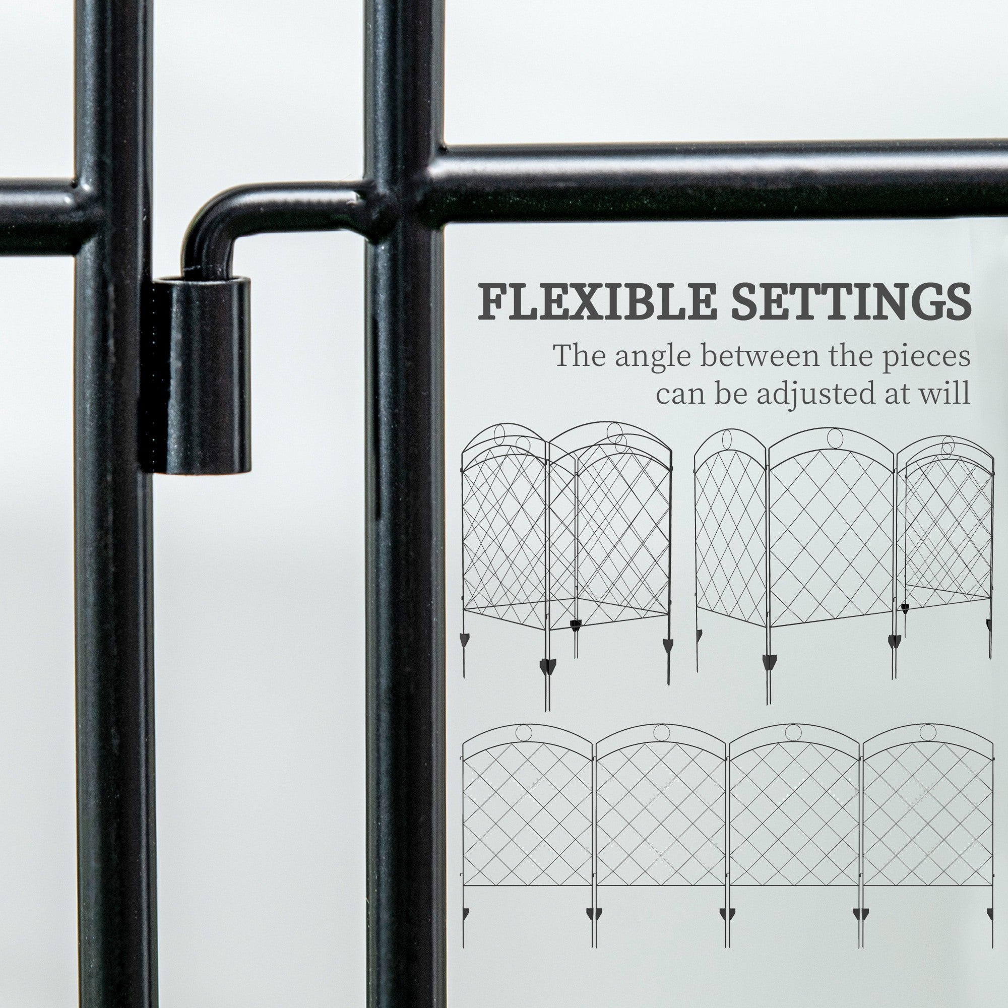 4 Pack Metal Fence Small Garden Fencing Panels as Animal Barrier and Flower Edging for Yard, Circle, Black Garden Fences at Gallery Canada