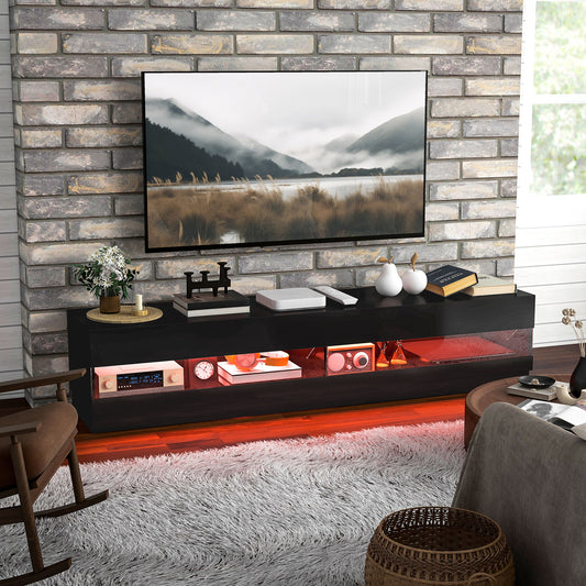 Lighted TV Stand for TVs up to 75", TV Cabinet with Storage for Living Room, High Gloss Black TV Stands   at Gallery Canada