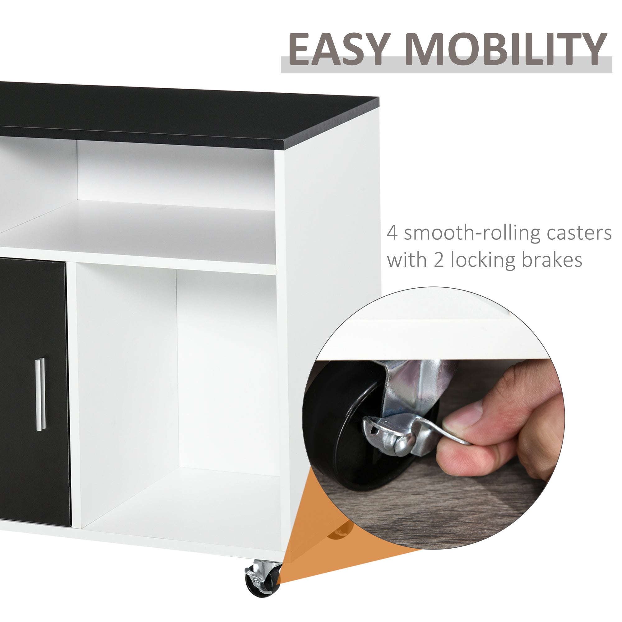 Lateral Filing Cabinet, Printer Stand Home Office Mobile File Cabinet with Wheels, Lockable Drawer, Black Office Cabinets & Cupboards at Gallery Canada