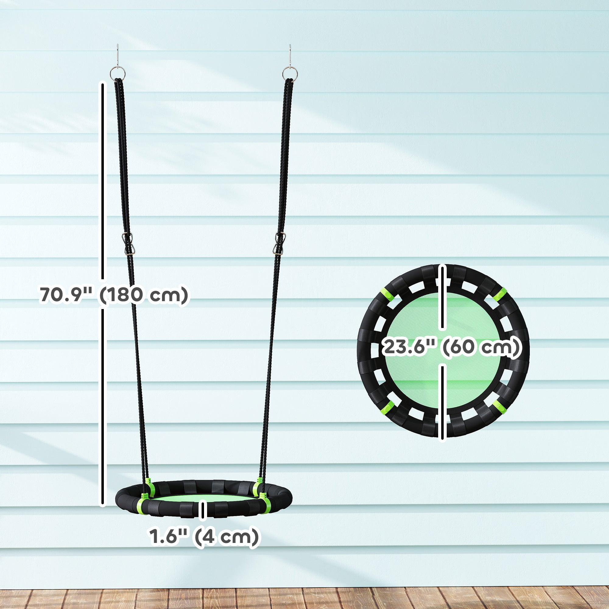 24 inch Saucer Tree Swing Set for Kids with Adjustable Hanging Ropes for Outdoor, Backyard, Green Gym Sets & Swings at Gallery Canada