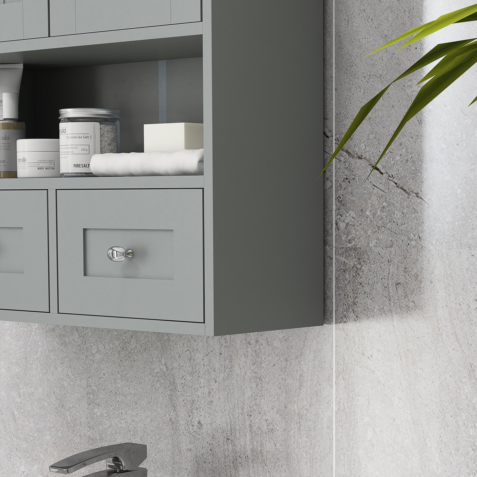 Bathroom Wall Cabinet, Medicine Cabinet, Over Toilet Storage Cabinet with Shelf and Drawers for Hallway, Living Room, Grey Wall Mounted Cabinets   at Gallery Canada