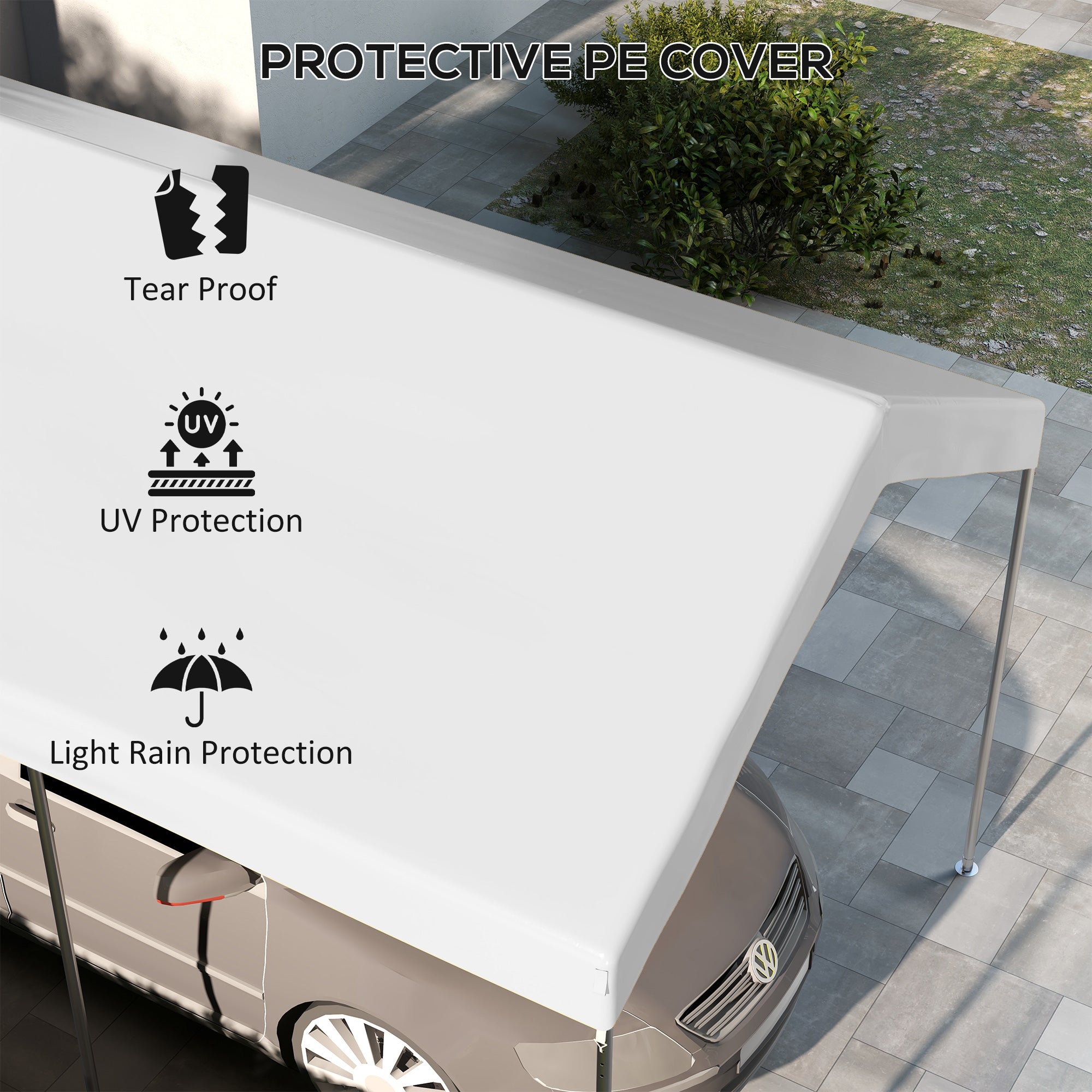 10 x 20ft Carport Replacement Canopy, UV Resistant Garage Car Cover with Ball Bungee Cords, White Gazebo Canopy Replacement at Gallery Canada