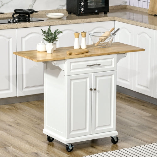 Kitchen Island Cart on Wheels with Extended Counter Drawer Cabinet Towel Racks