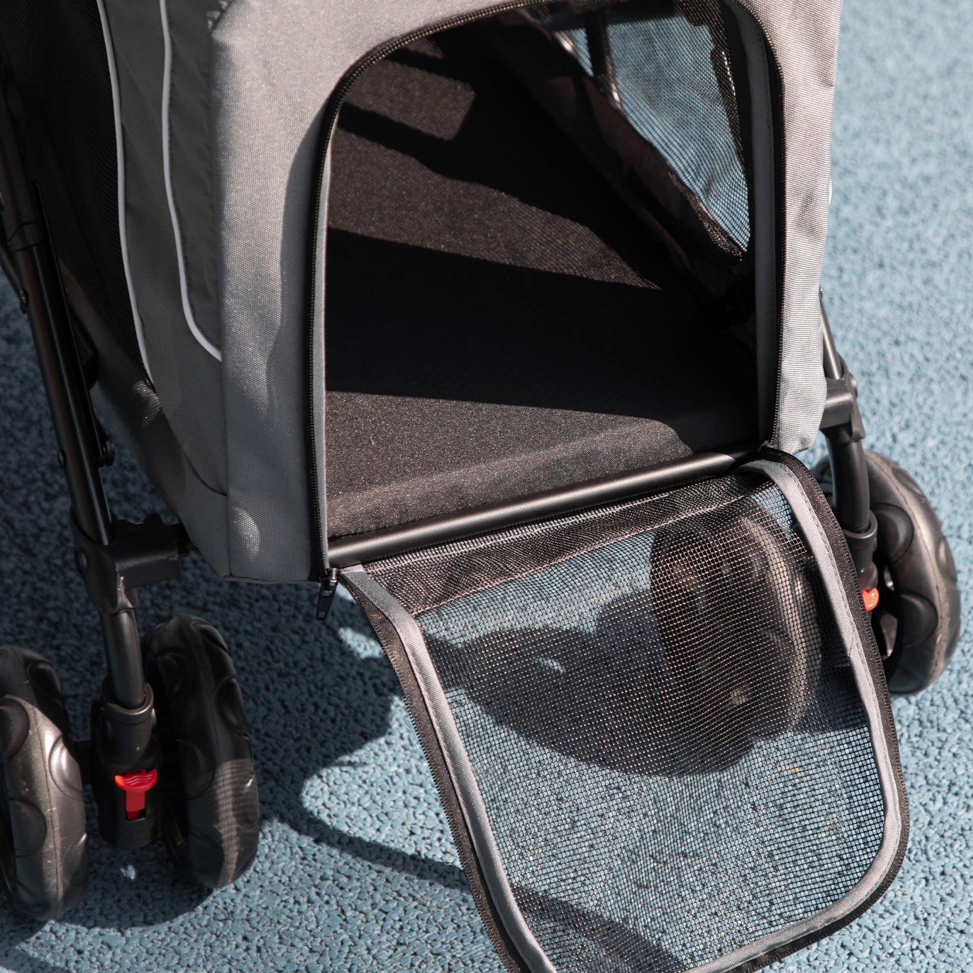 3-in-1 Double Pet Stroller for Small Miniature Dogs Cats with Removable Carrier, Foldable Travel Carrier Bag, Car Seat, Grey Dog Bike Trailers & Strollers   at Gallery Canada