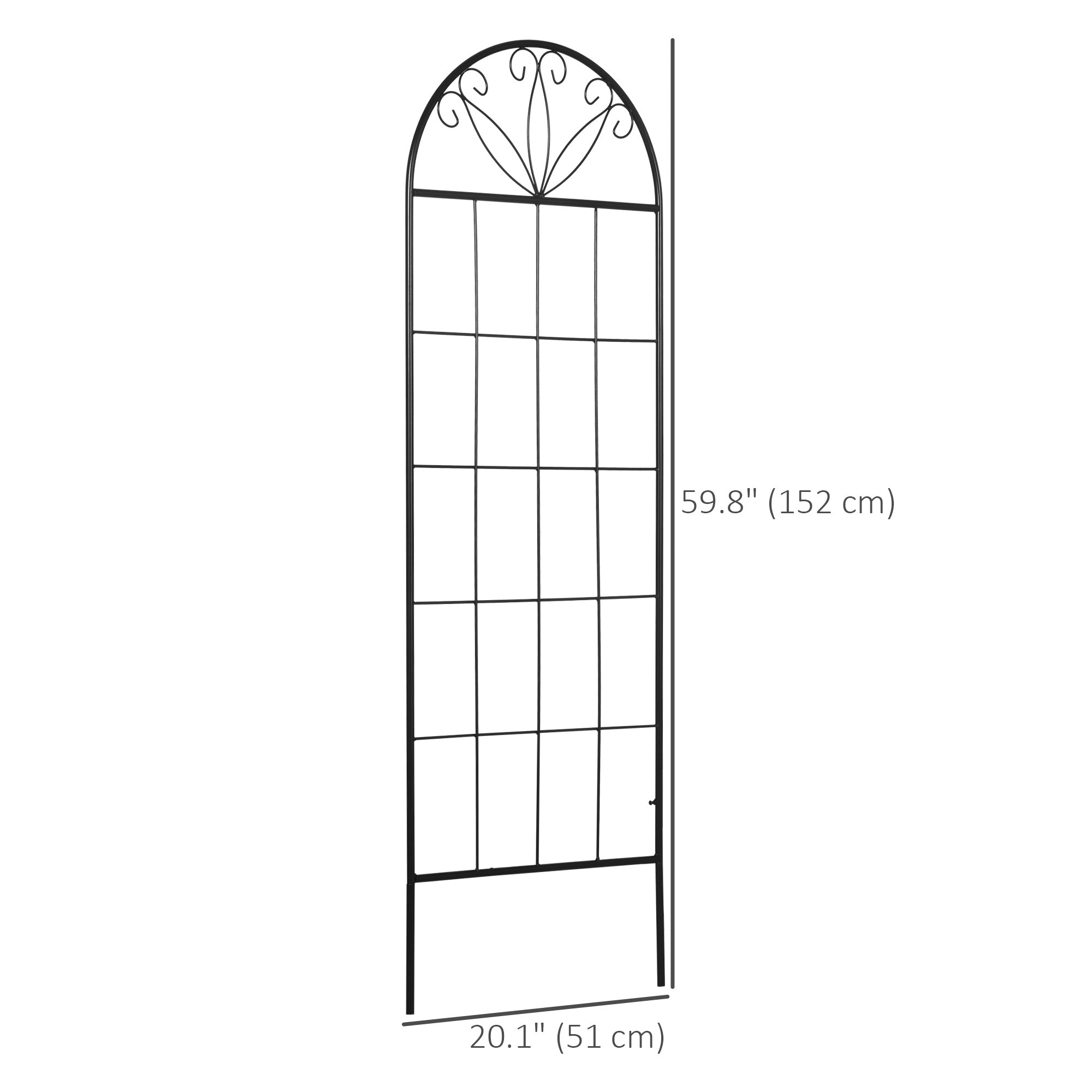 Metal Garden Trellis Pack of 2 for Climbing Plants, Arched Grid Trellis Panels, 20