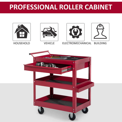 Rolling Tool Cart 3 Tray 1 Drawer Storage Chest Garage Utility Red - Gallery Canada