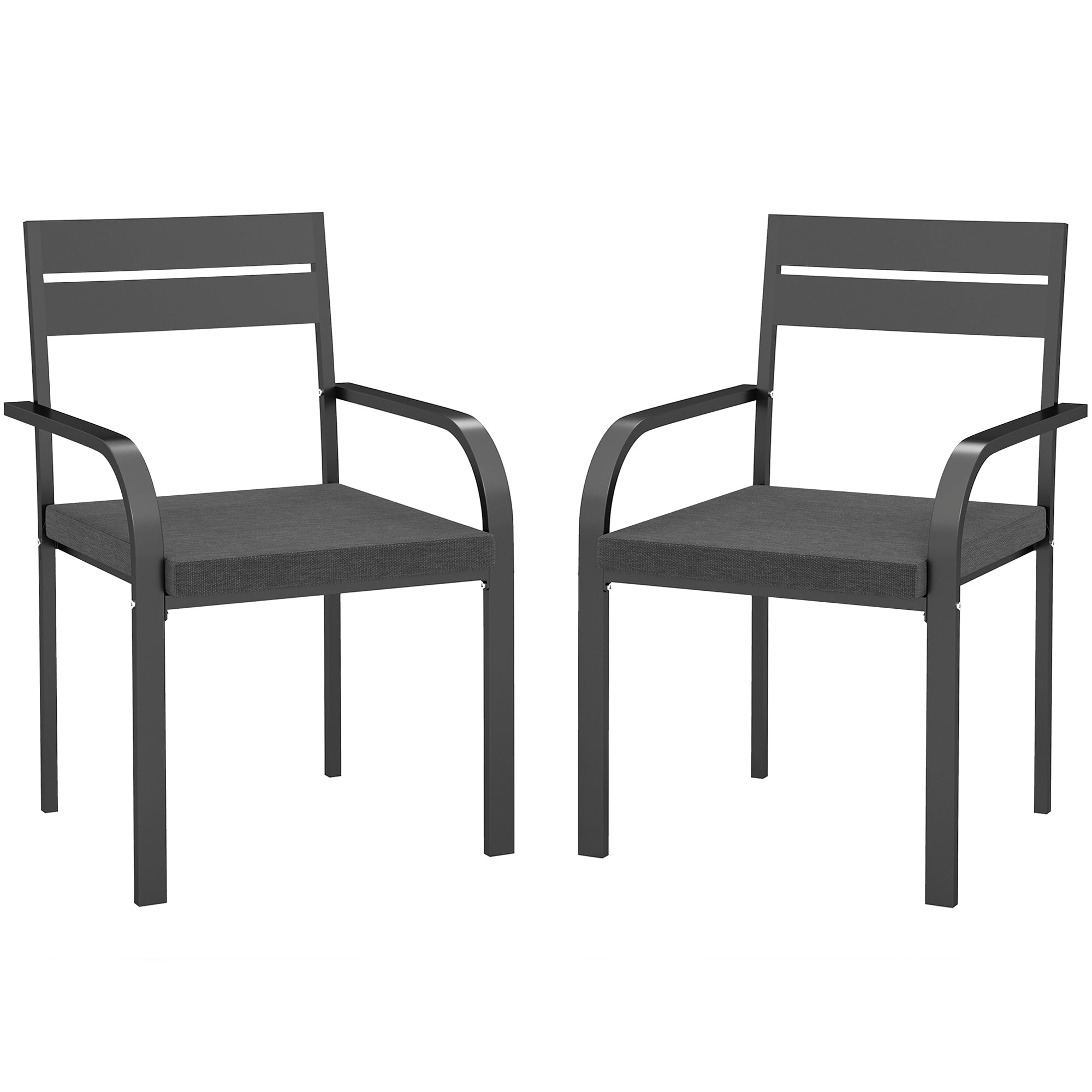 2 Piece Outdoor Dining Chairs with Aluminum Frame, Soft Cushion, for Deck, Garden, Balcony, Poolside, Grey Bistro Sets Grey at Gallery Canada
