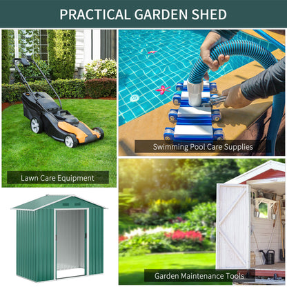 6.5x3.5ft Metal Garden Storage Shed for Outdoor Tool Storage with Double Sliding Doors and Vents, Green Sheds   at Gallery Canada