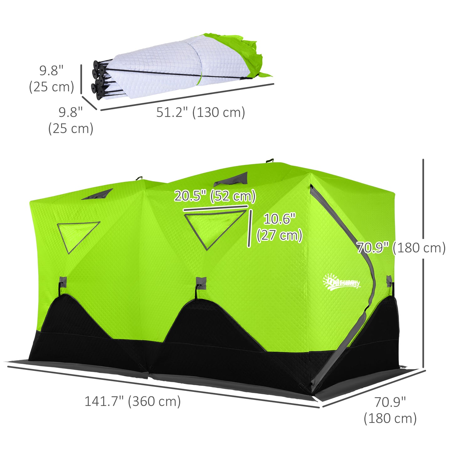 8-Person Insulated Ice Fishing Tent Shelter with Ventilation Windows and Carry Bag, for -22℉, Green Ice Fishing Tents   at Gallery Canada