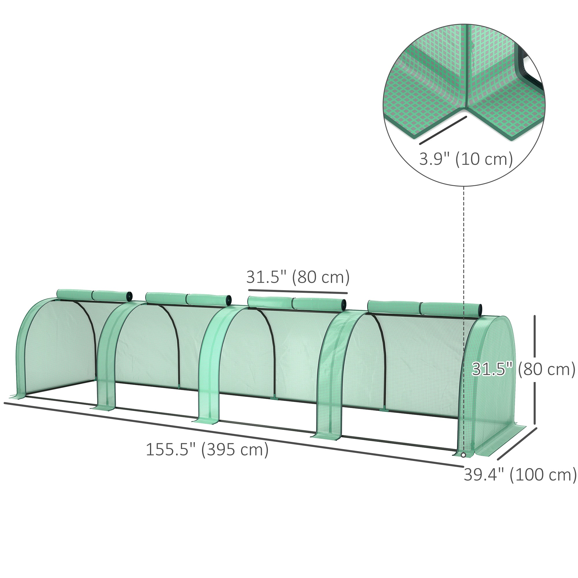 13' x 3.3' x 2.6' Mini Tunnel Greenhouse with PE Cover Garden Green Grow Shed with Steel Frame Zipped Doors, Green Greenhouses at Gallery Canada
