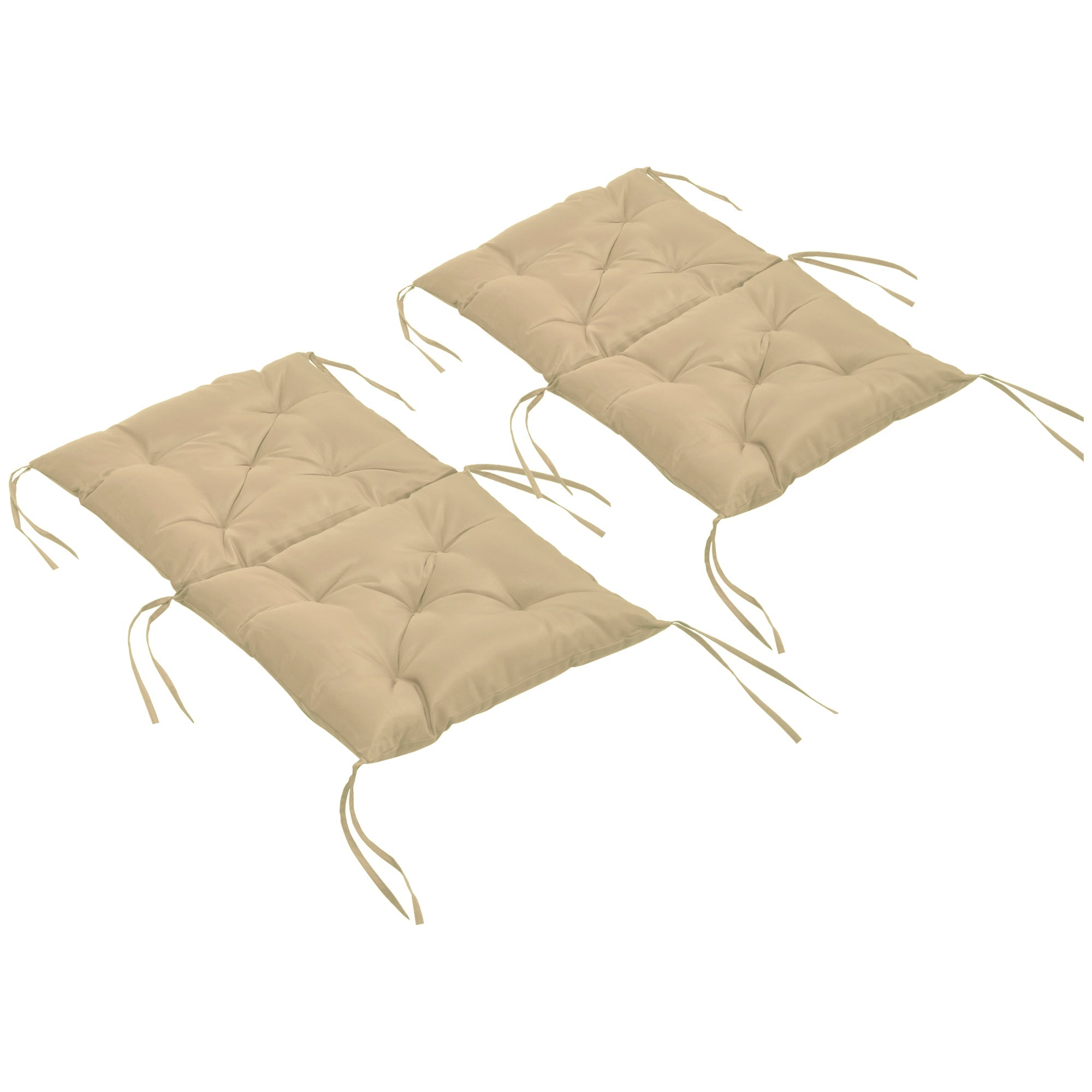 Set of 2 Garden Chair Cushions Seat Pad with Backrest for Sunbeds, Rocking Chairs, Loungers, Outdoor &; Indoor Use Patio Chair Cushions Khaki  at Gallery Canada