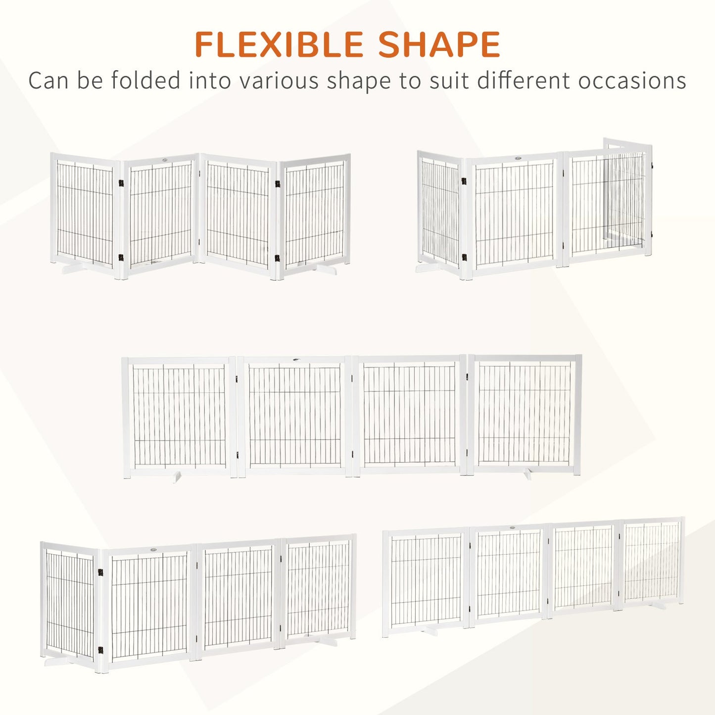 Wooden Dog Gate Foldable Pet Fence for Small &; Medium Dogs 4 Panel with Support Feet Freestanding Safety Barrier for House Doorway Stairs White Houses, Kennels & Pens   at Gallery Canada