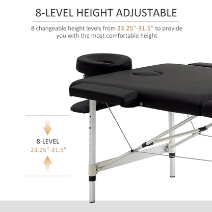 73" 2 Section Foldable Massage Table Professional Salon SPA Facial Couch Tatoo Bed with Carry Bag Black Portable Massage Tables   at Gallery Canada