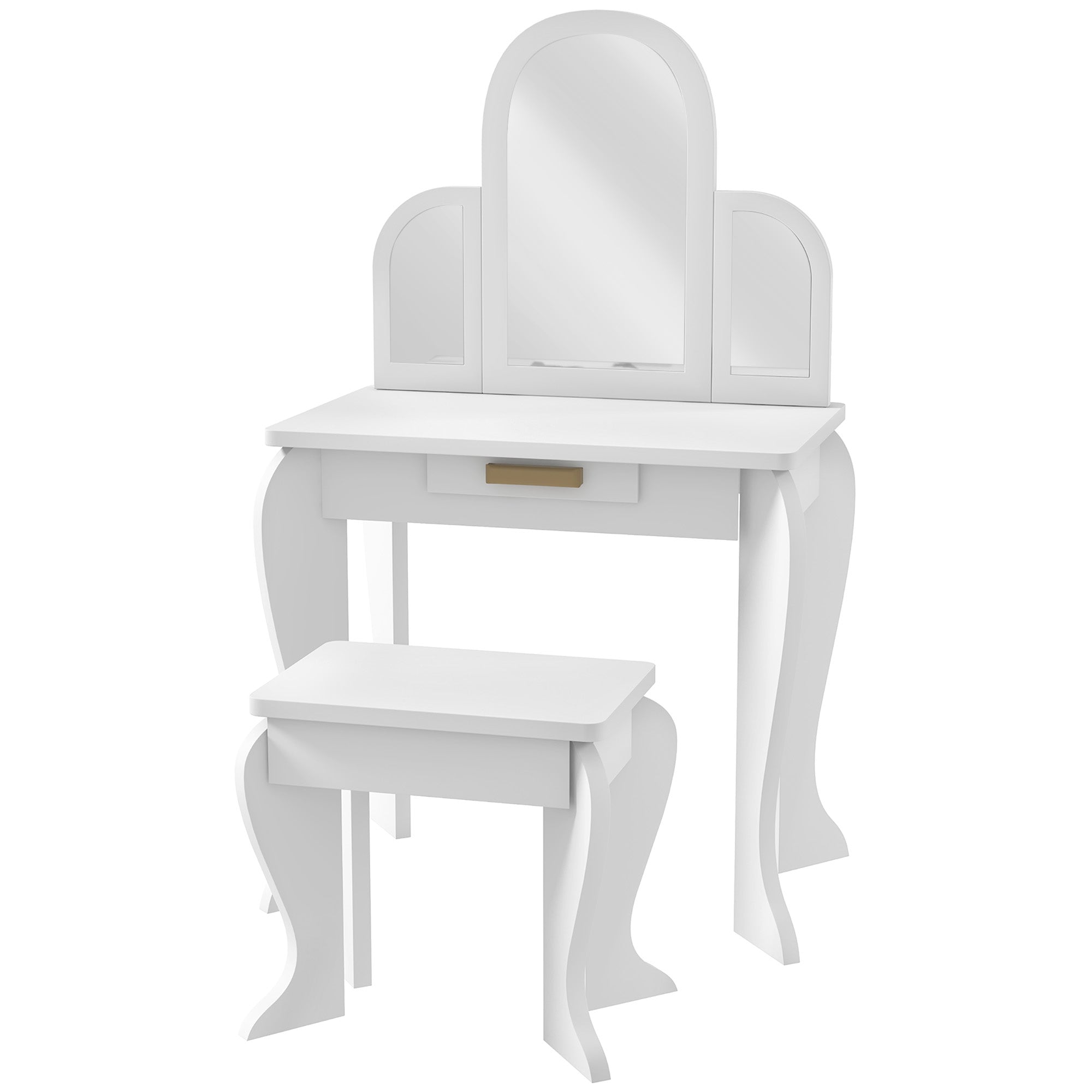 Kids Dressing Table and Chair Set, Girls Dressing Set, Makeup Desk with Drawer for 3-6 Years Old Kids, White Toy Vanity at Gallery Canada
