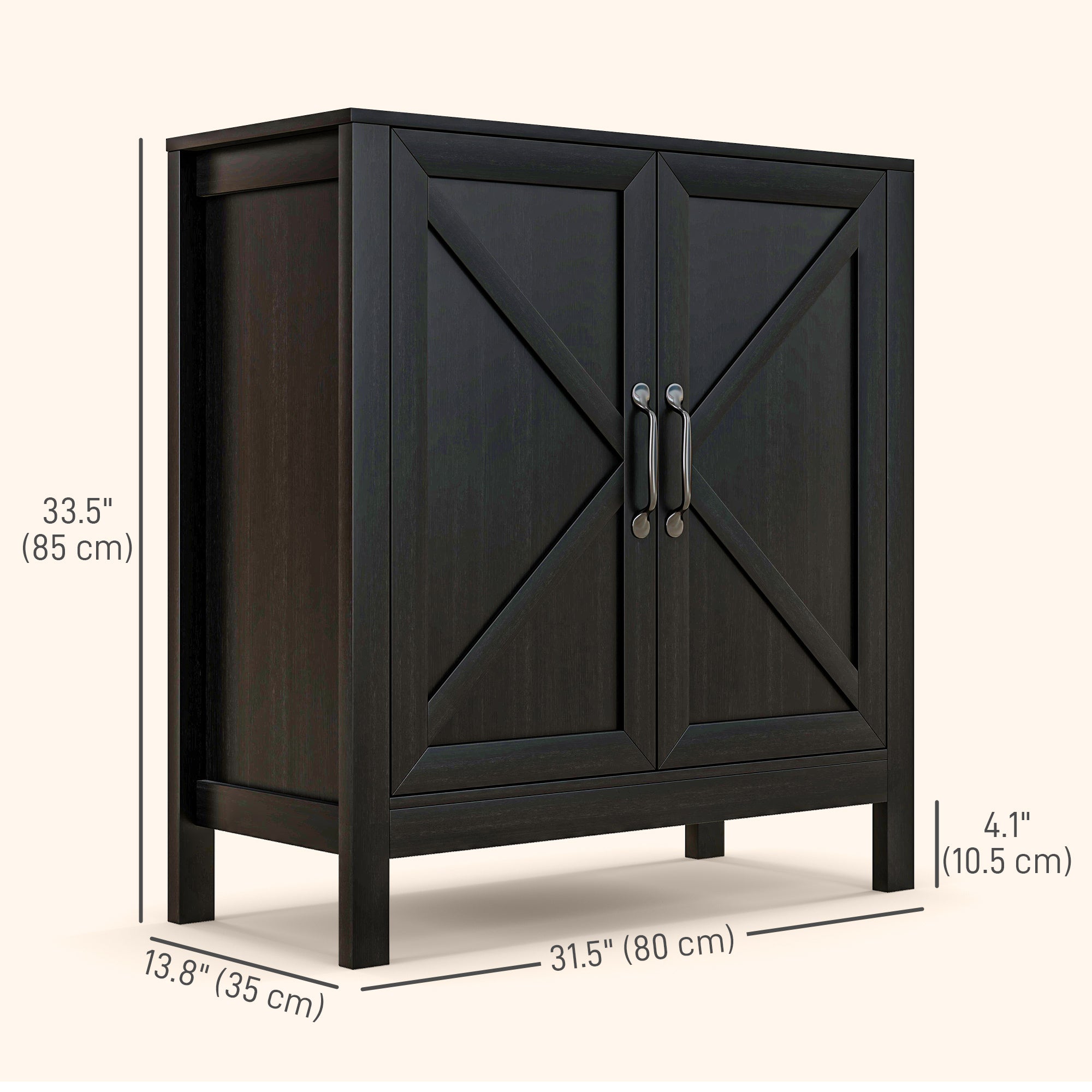 Sideboard Buffet, Kitchen Storage Cabinet with Barn Door and Adjustable Shelves, Storage Pantry, Black Oak Bar Cabinets   at Gallery Canada