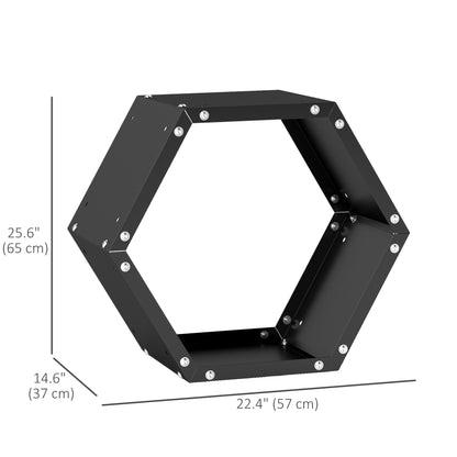 Hexagon Firewood Log Rack Heavy-Duty Steel Log Holder for Outdoor Indoor Use, 25.6" x 14.6" x 22.4", Black Firewood Racks   at Gallery Canada