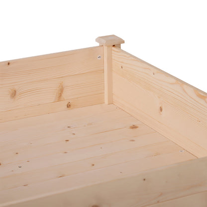 Wooden Raised Garden Bed with Liner, Drainage, Shelf, Legs, 35.75"x35.75", Natural Elevated Garden Beds   at Gallery Canada