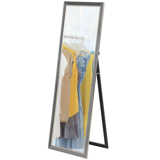 Floor Standing Mirror, Full Body Mirror, Free Standing, Leaning or Wall Mirror with Frame for Bedroom, Grey Full Length Mirrors   at Gallery Canada