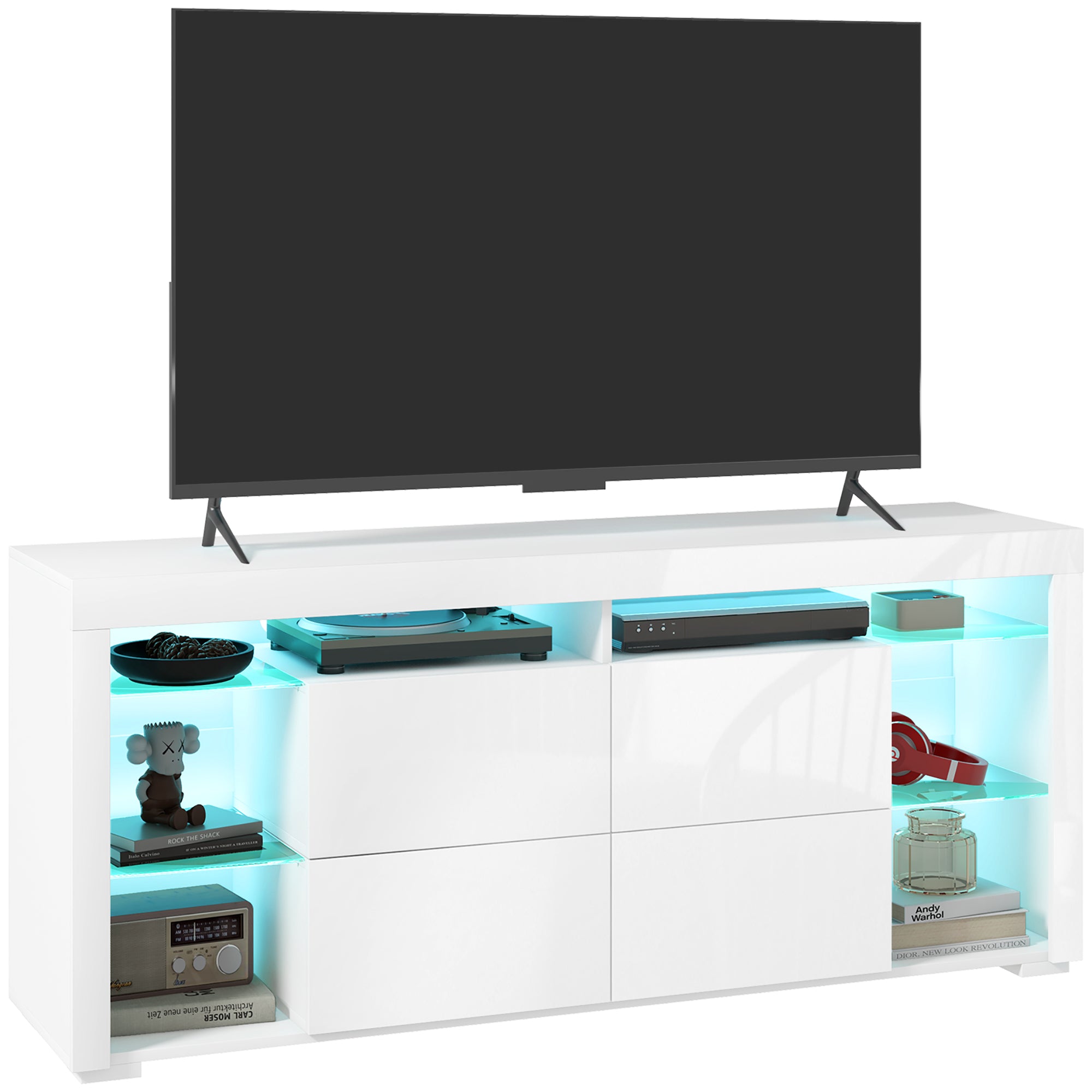 TV Stand with LED Lights for TVs up to 55