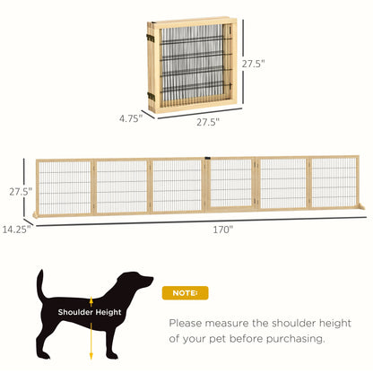 6-Panel Foldable Wooden Pet Gate with Support Feet for Small & Medium Dogs, Natural Houses, Kennels & Pens   at Gallery Canada