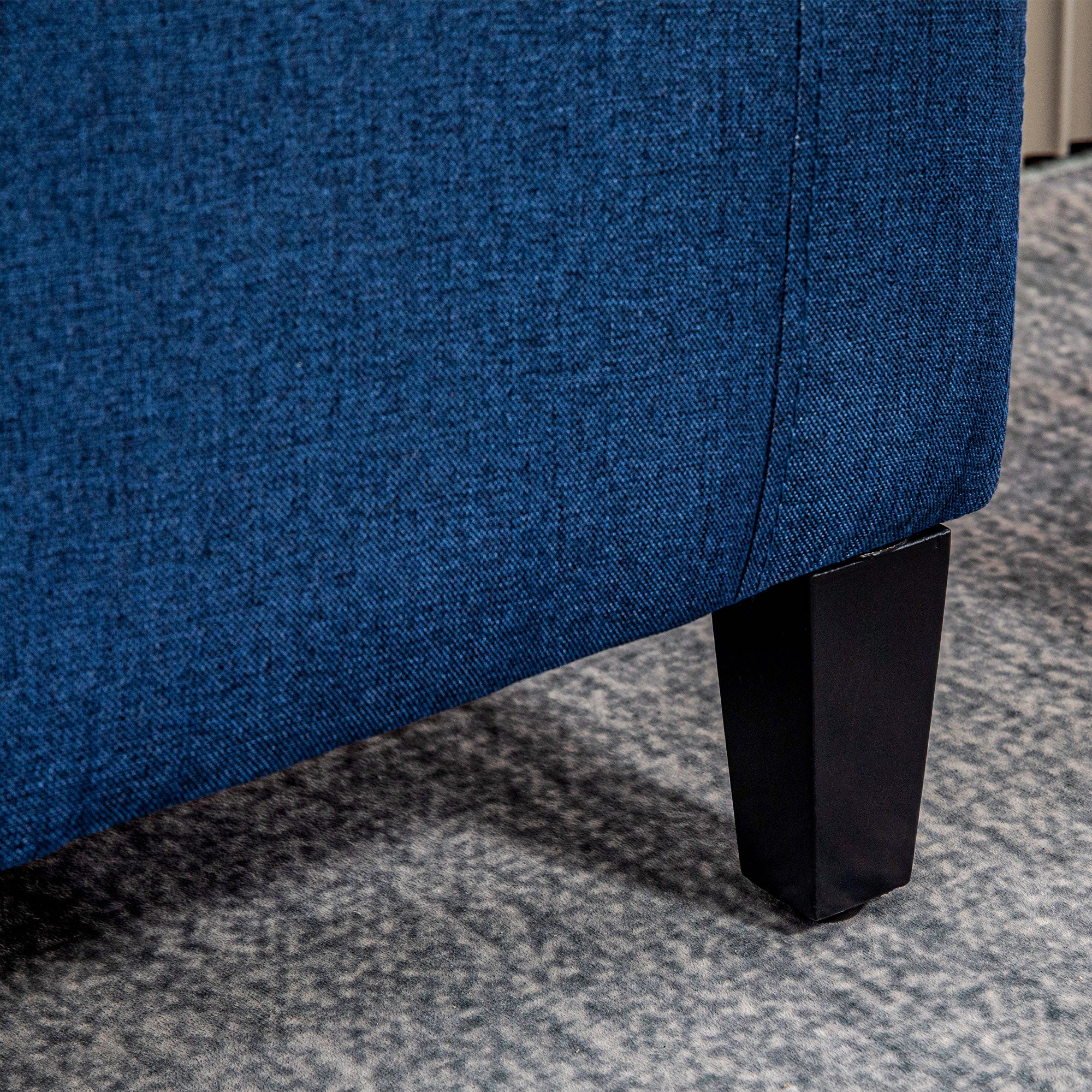 Storage Ottoman Bench, Linen Upholstered Bench with Tufted Design, Dark Blue Storage Ottomans & Benches   at Gallery Canada