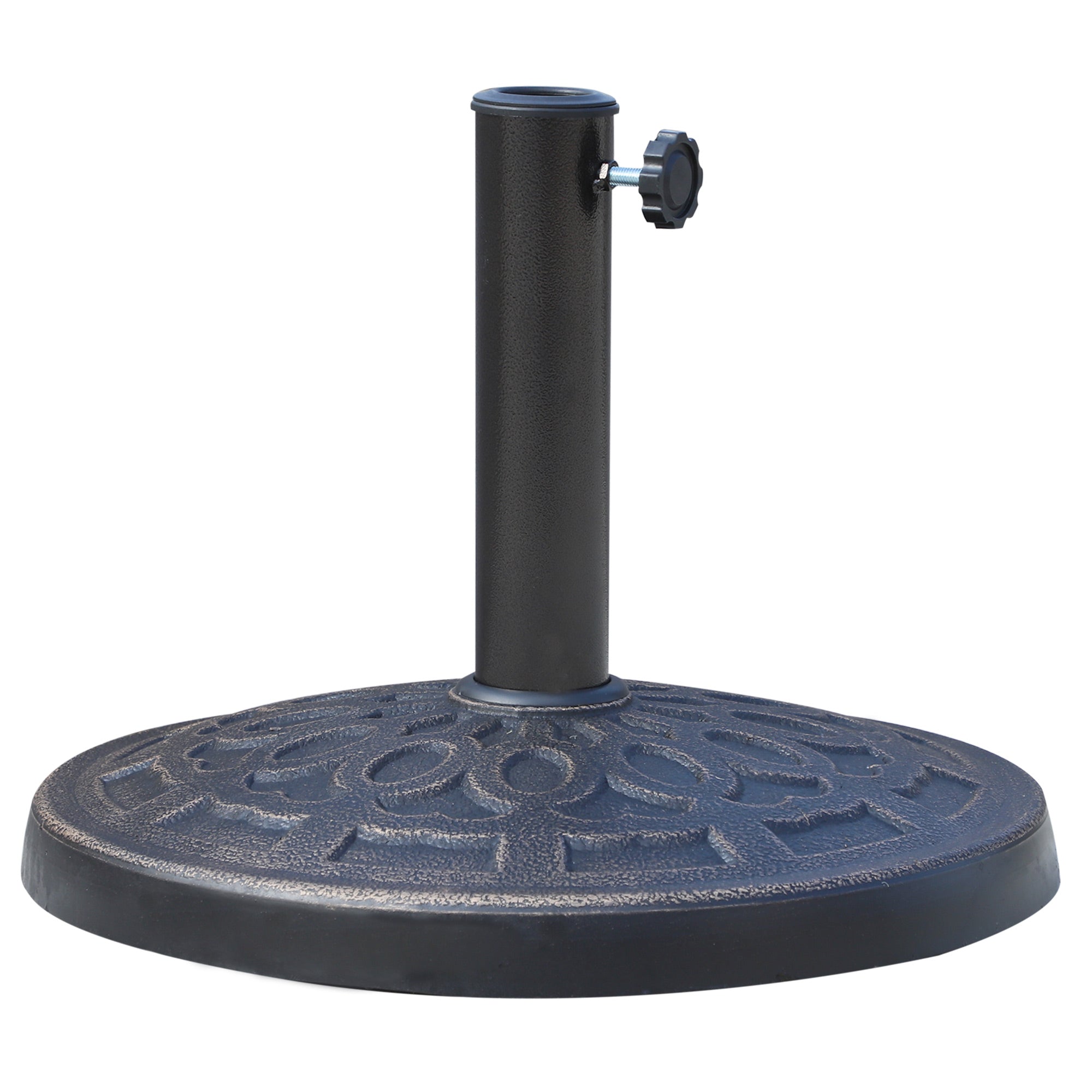26 lbs Resin Umbrella Base Stand Round Market Parasol Holder with Beautiful Decorative Pattern, for Φ1.5