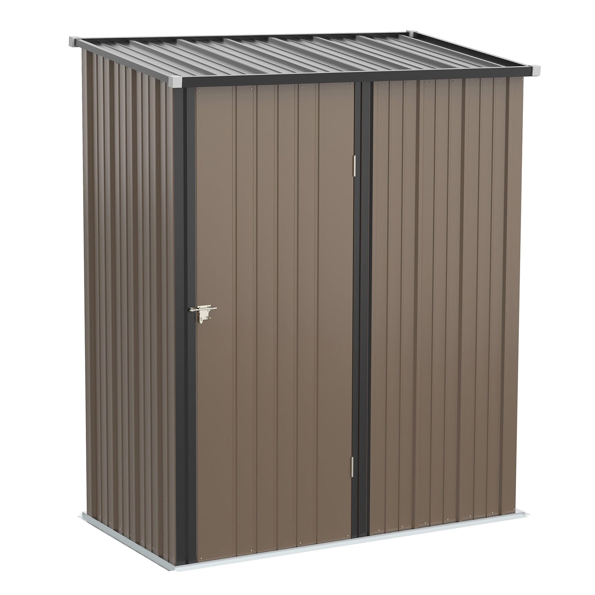 5' x 3' Outdoor Storage Shed, Steel Garden Shed with Single Lockable Door, Tool Storage House for Backyard, Patio, Lawn, Brown Sheds Multi Colour  at Gallery Canada