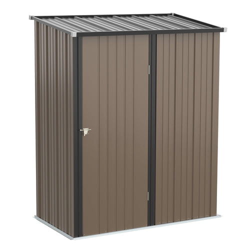 5' x 3' Outdoor Storage Shed, Steel Garden Shed with Single Lockable Door, Tool Storage House for Backyard, Patio, Lawn, Brown