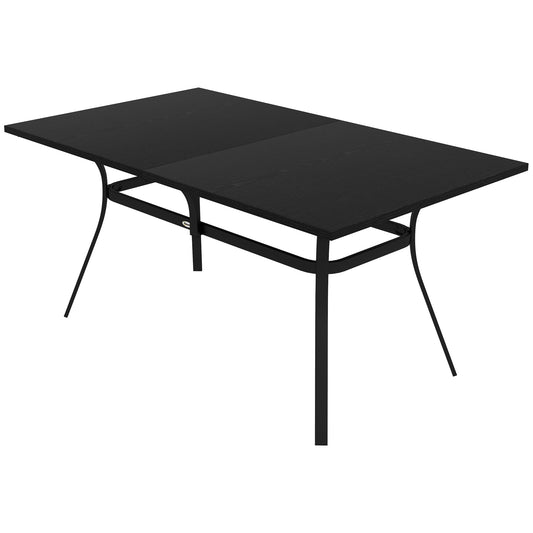 Rectangle Patio Dining Table for 6 People with Steel Legs, Metal Tabletop for Garden, Backyard, Lawn, Balcony, Black Patio Dinning Tables Black  at Gallery Canada