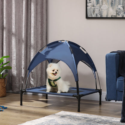 Elevated Cooling Pet Bed Portable Raised Dog Cot with Canopy for Medium Sized Dogs, Dark Blue Elevated Dog Beds   at Gallery Canada