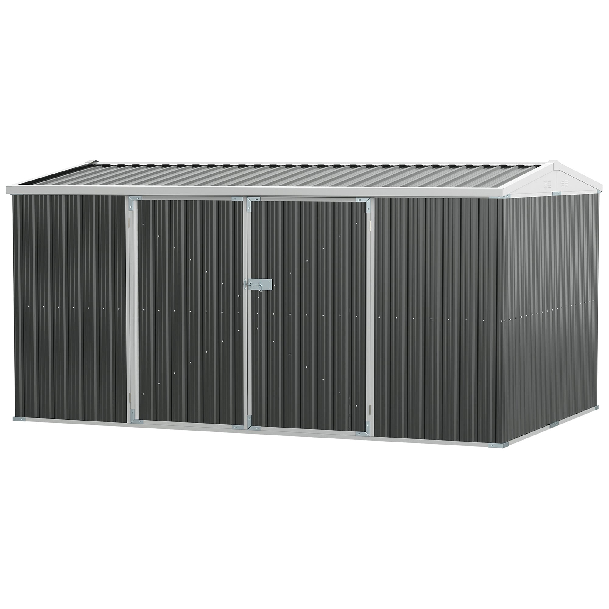 14' x 8' Galvanized Steel Storage Shed, Garden Shed with Lockable Doors, Air Vents for Backyard, Patio and Lawn, Grey Sheds Grey at Gallery Canada