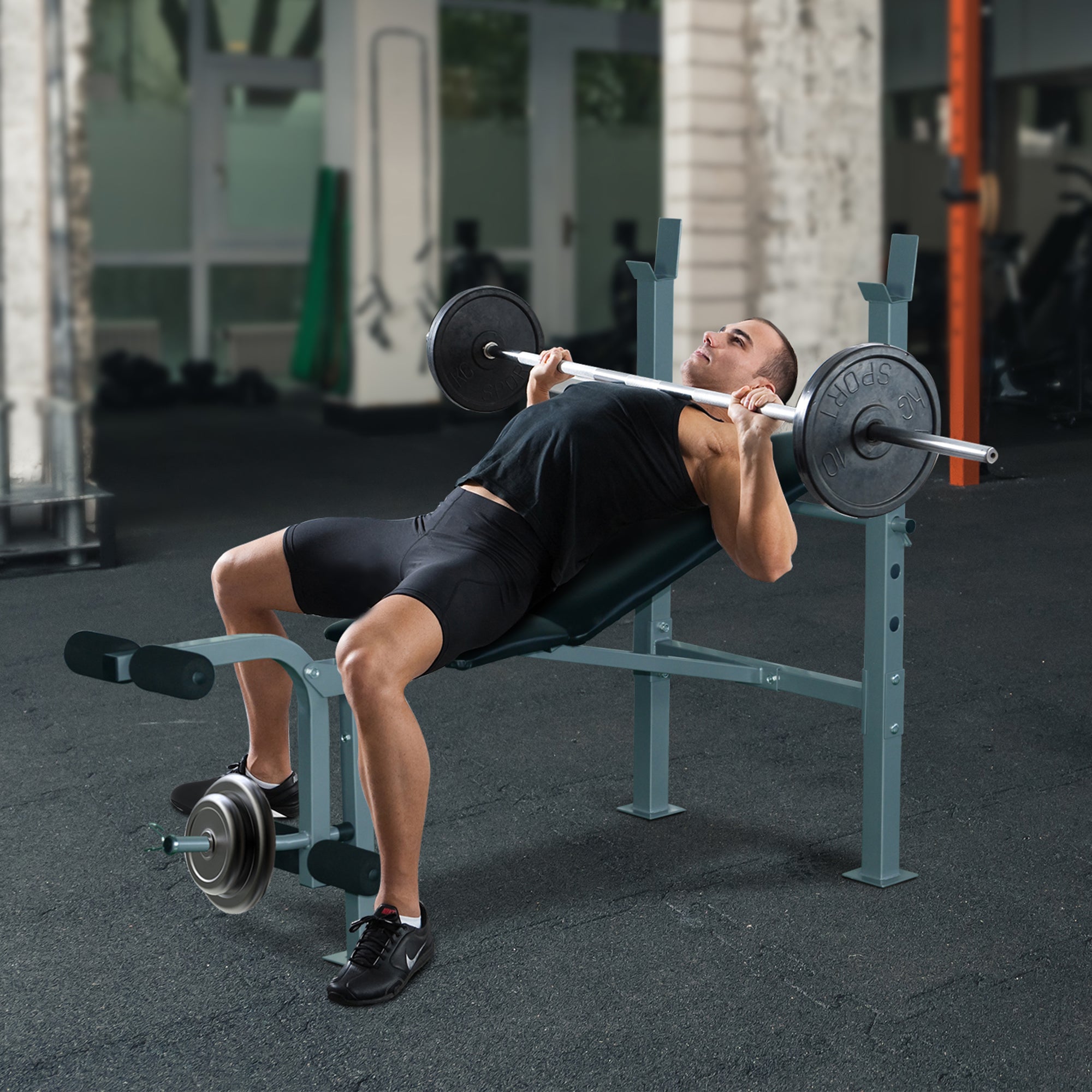 Incline Decline Weight Bench with Leg Extension and Barbell Rack, Adjustable Bench Press Weight Lifting Bench Weight Benches at Gallery Canada