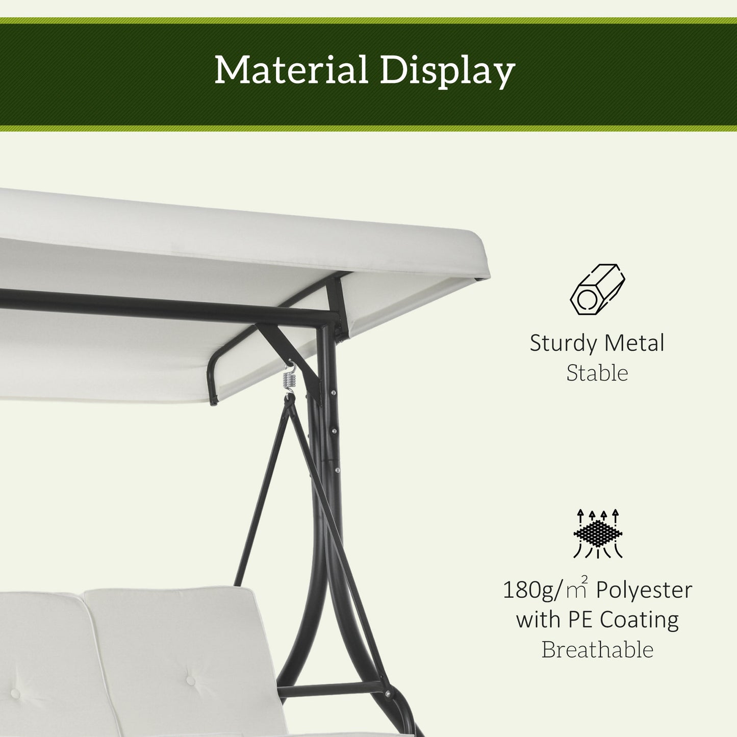 Convertible Patio Swing Bed with Canopy and Cushions, 3 Seater Porch Swing for Outdoor, Backyard, Garden, Cream White - Gallery Canada