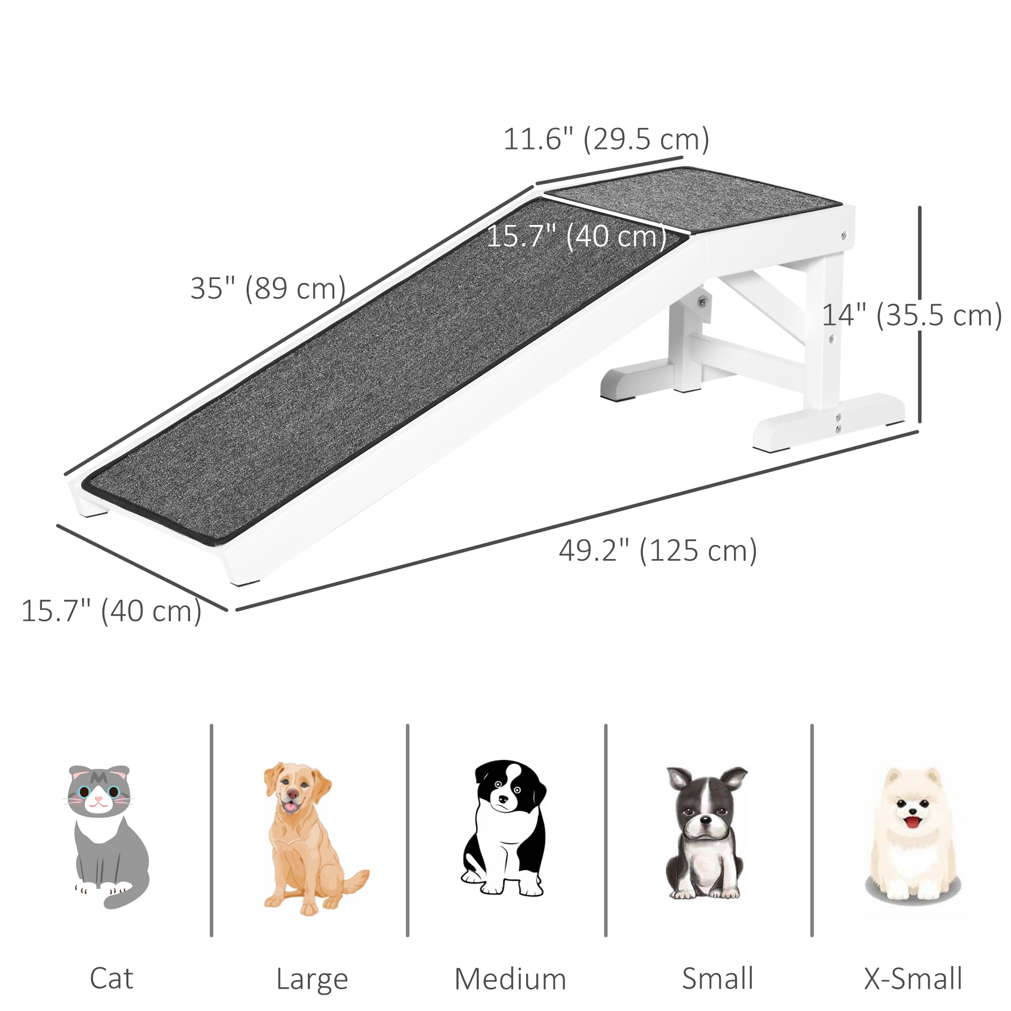 Pet Ramp, Bed Steps for Dogs Cats with Non-slip Carpet, 49