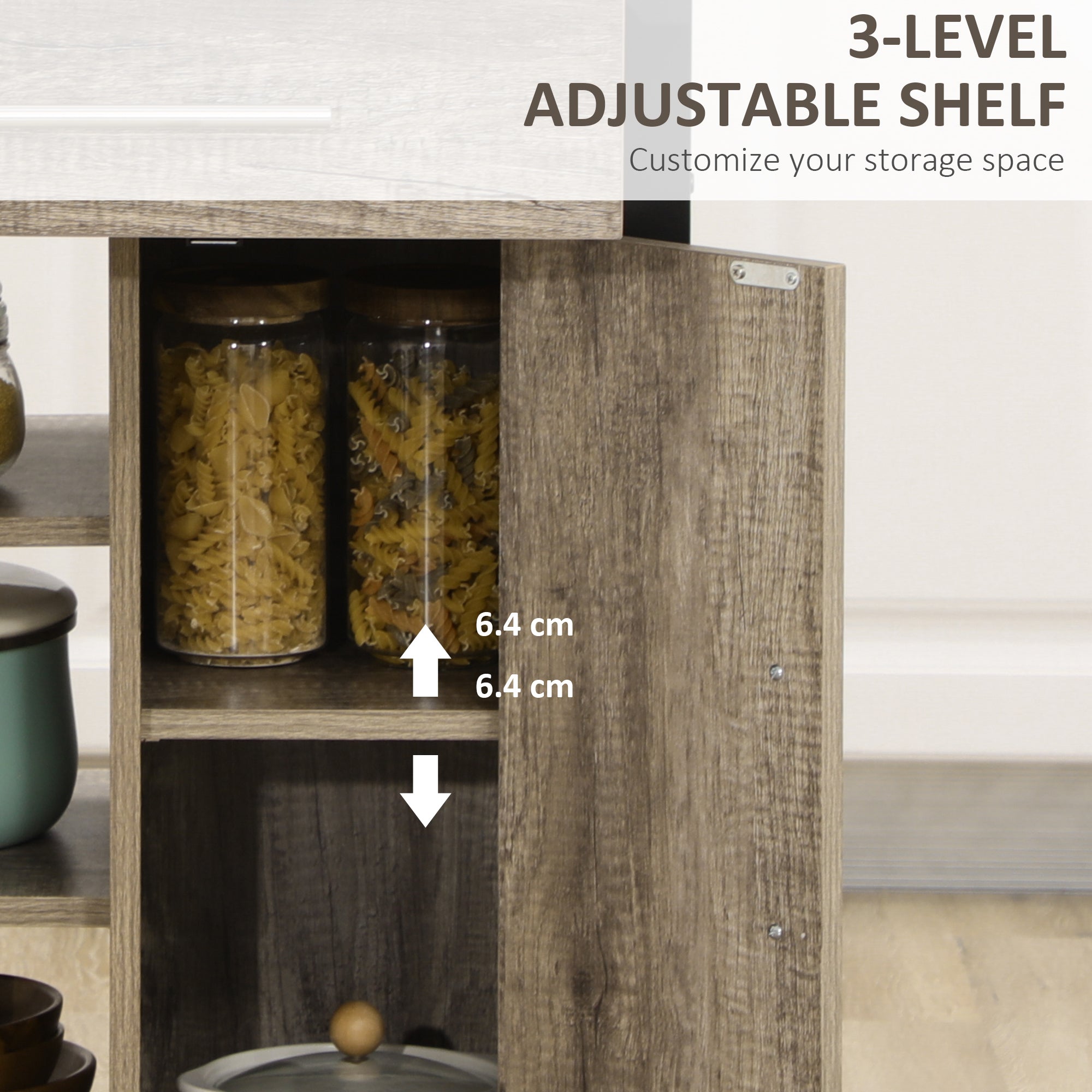 Kitchen Trolley Utility Cart on Wheels with Storage Shelves &; Drawer for Dining Room, Dark Oak Kitchen Islands & Kitchen Carts at Gallery Canada