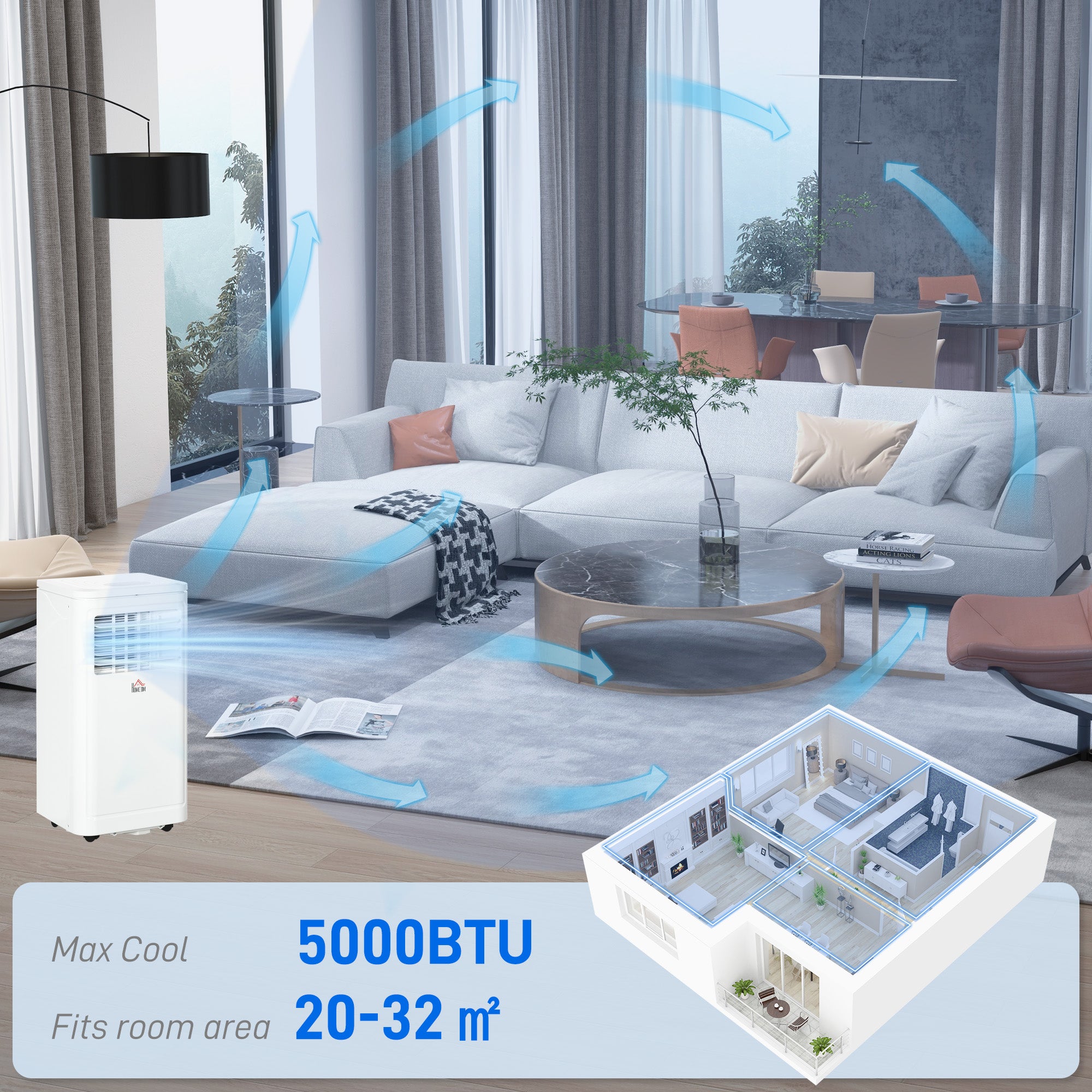 8000 BTU Portable Air Conditioner with Cooling, Dehumidifier, Remote Control, 24-Hour Timer, Window Mount Kit, Cream Air Purifiers at Gallery Canada