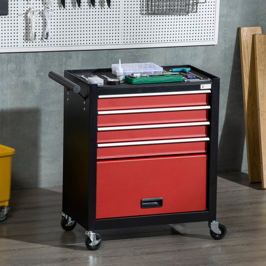 4-Drawer Tool Chest with 4 Wheels, Rolling Tool Box and Storage Cabinet, Portable Tool Organizer for Garage, Red - Gallery Canada
