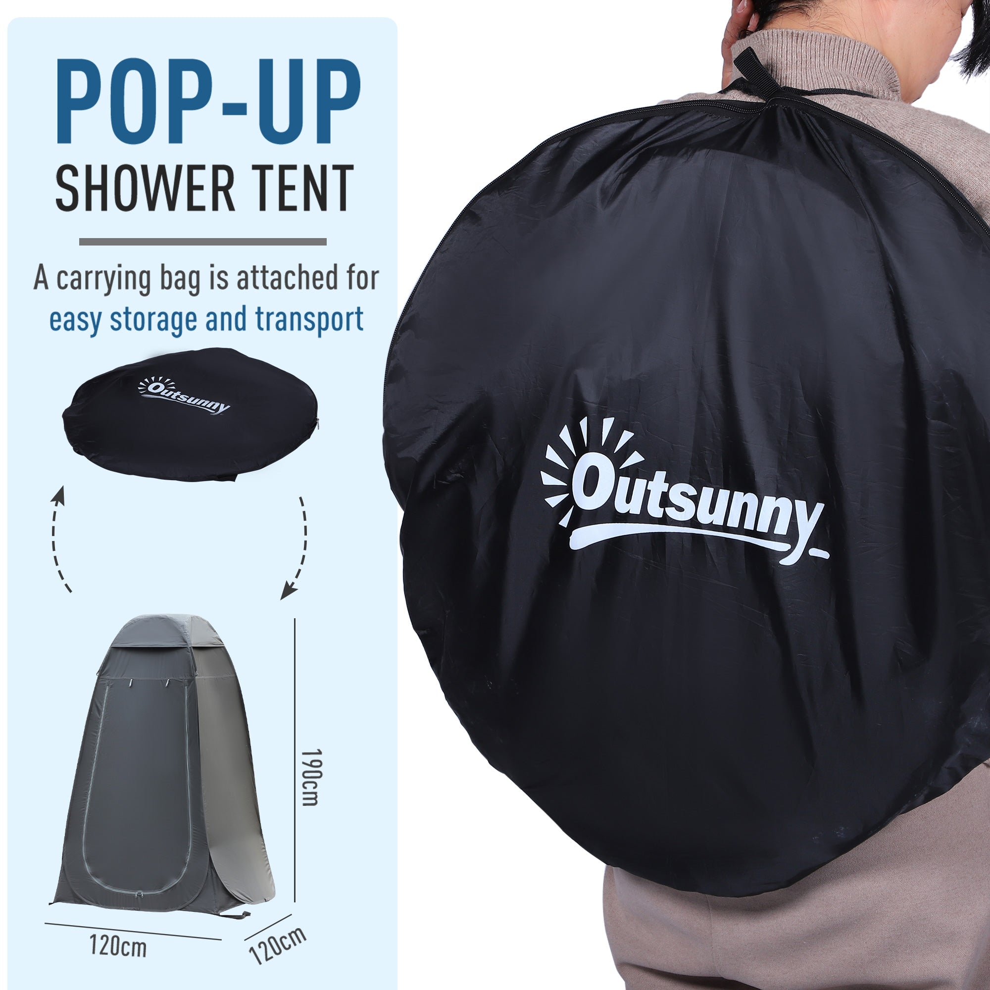 Pop Up Shower Tent, Portable Privacy Room for Outdoor Changing, Dressing, Fishing Storage with Carrying Bag, Black Camping Tents at Gallery Canada