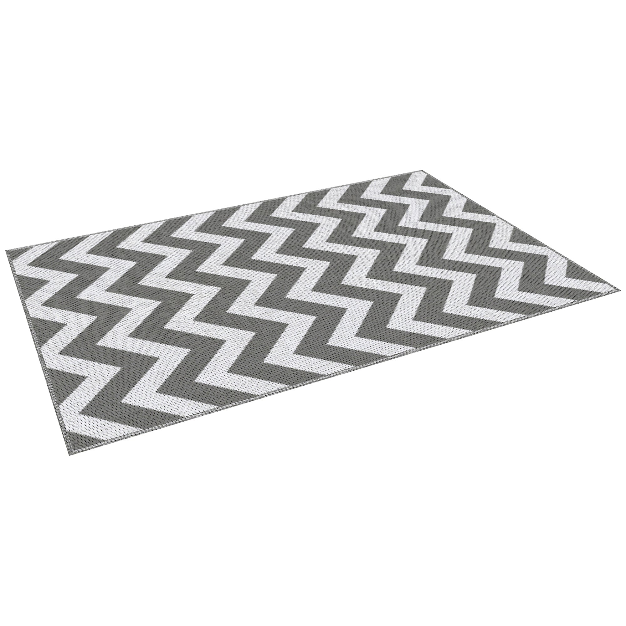 Reversible Outdoor RV Rug, Patio Floor Mat, 4' x 6' Plastic Straw Rug for Backyard, Deck, Beach, Camping, Grey &; White Garden Decor White and Grey at Gallery Canada