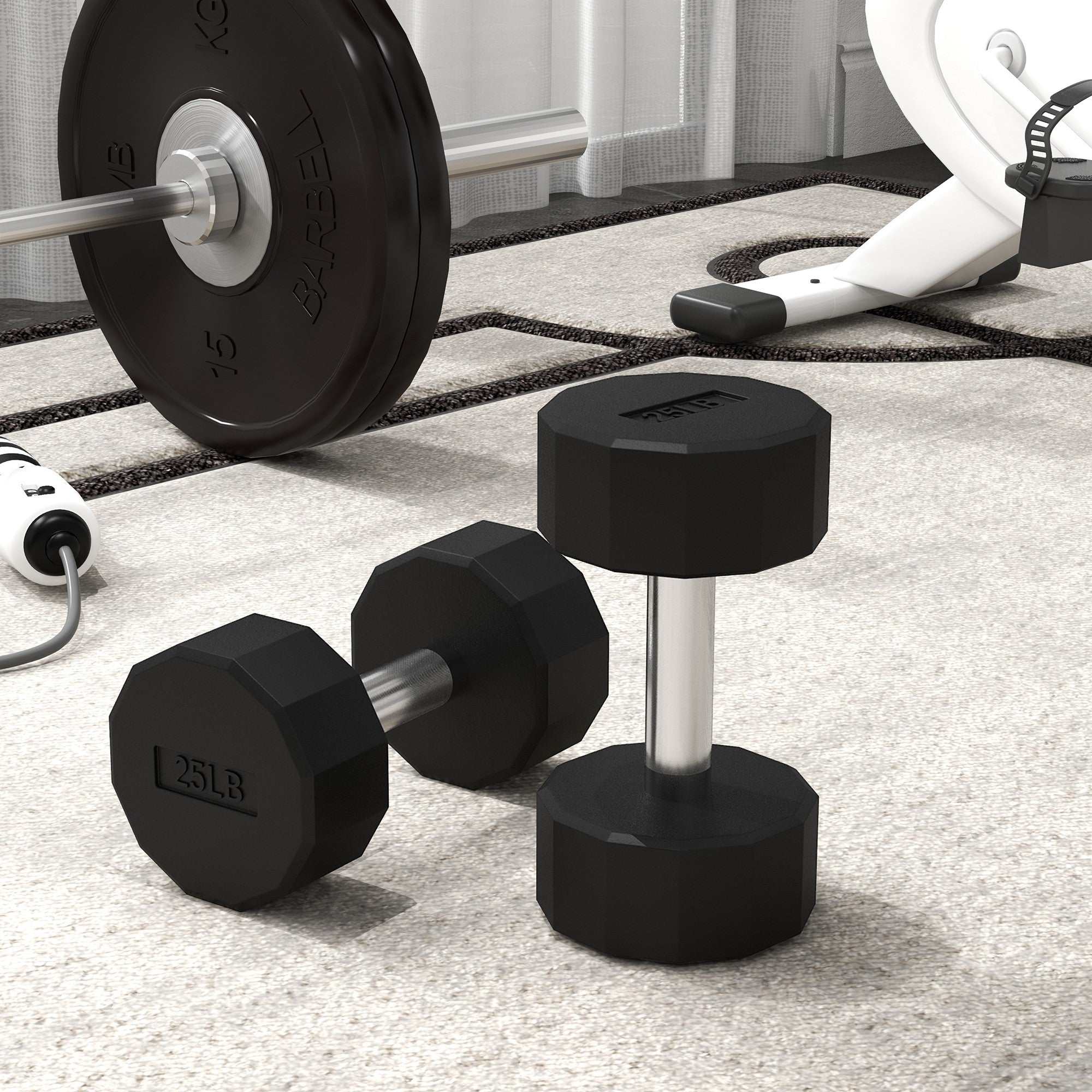 2 x 25lbs Dumbbells Set with Non-Slip Grip, Rubber Covered Weights for Men Women Home Gym Workout Dumbbells & Barbells at Gallery Canada