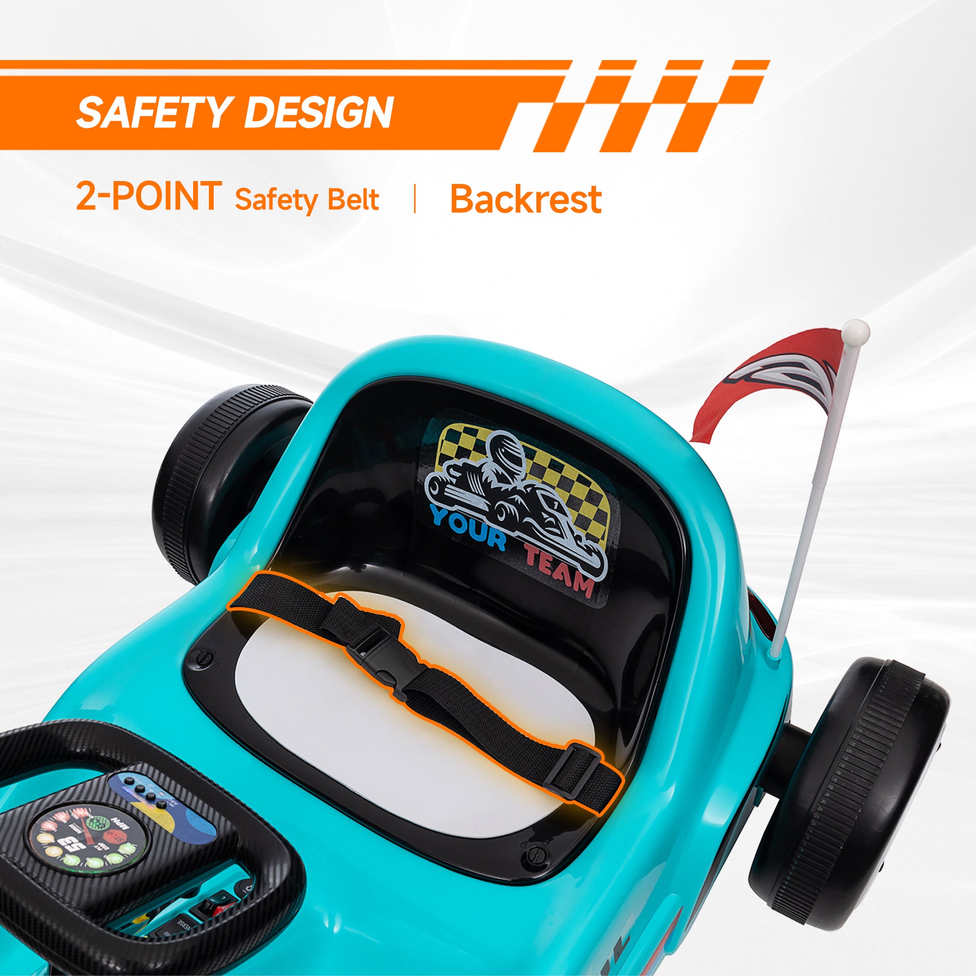 6V Electric Go Kart for Aged 3-5 Kids with Music, Light, Horn, Blue Pedal Go Karts for Kids at Gallery Canada