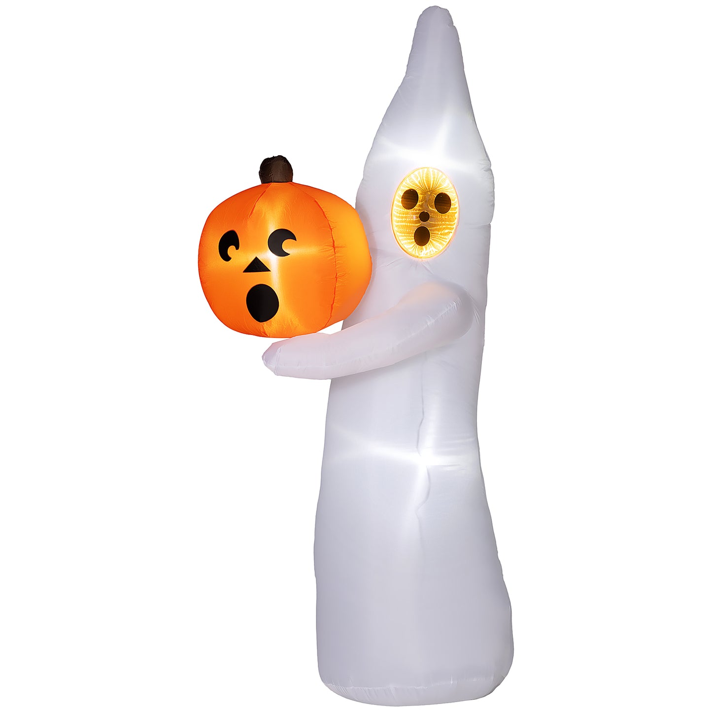 8ft Inflatable Halloween Ghost with Mirror Face Holding A Pumpkin, Outdoor Blow-Up Decoration, LED Garden Display Halloween Decorations   at Gallery Canada