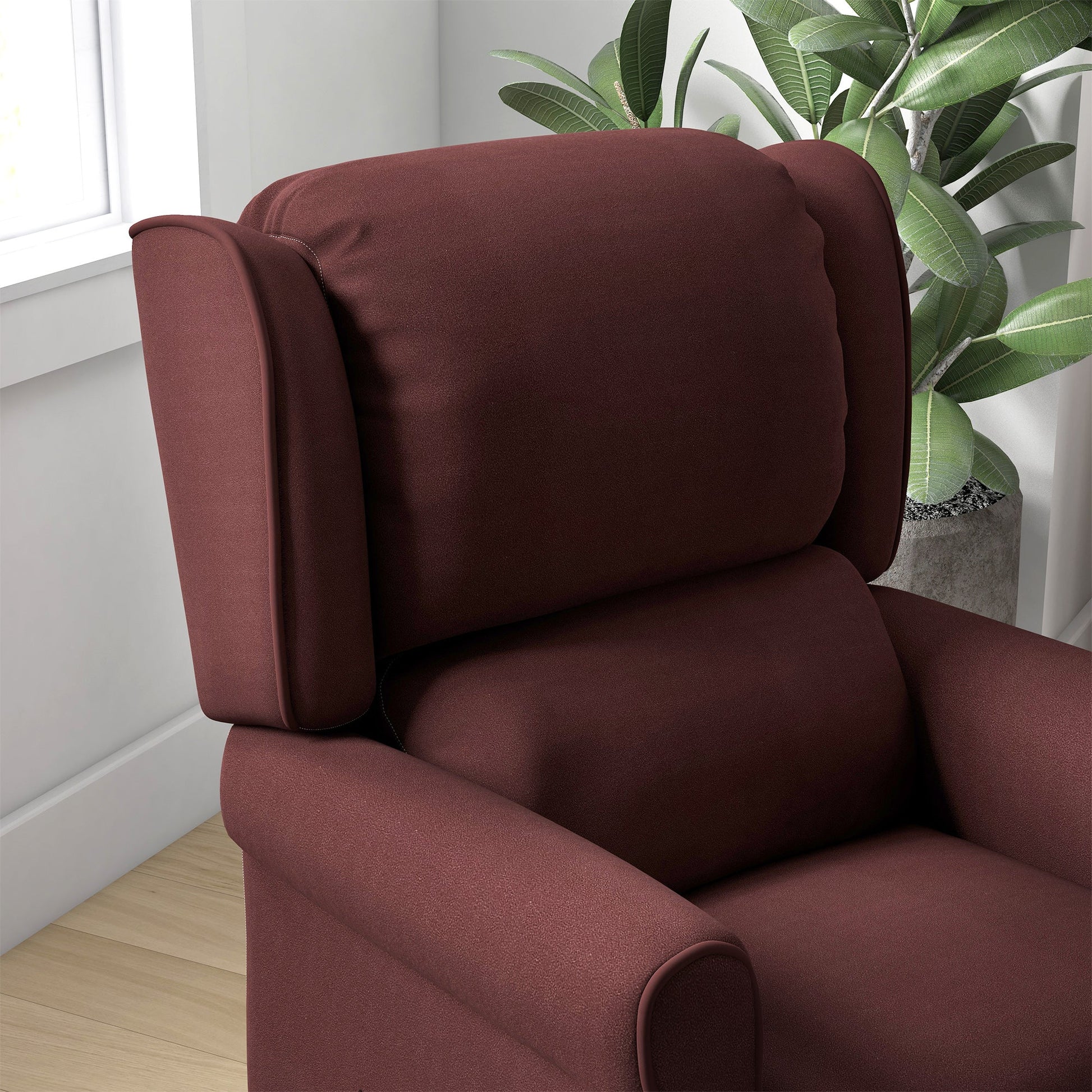 Push Back Recliner Chair, Vibration Massage Recliner for Living Room with Extendable Footrest, Remote, Pocket, Brown Single Sofas   at Gallery Canada