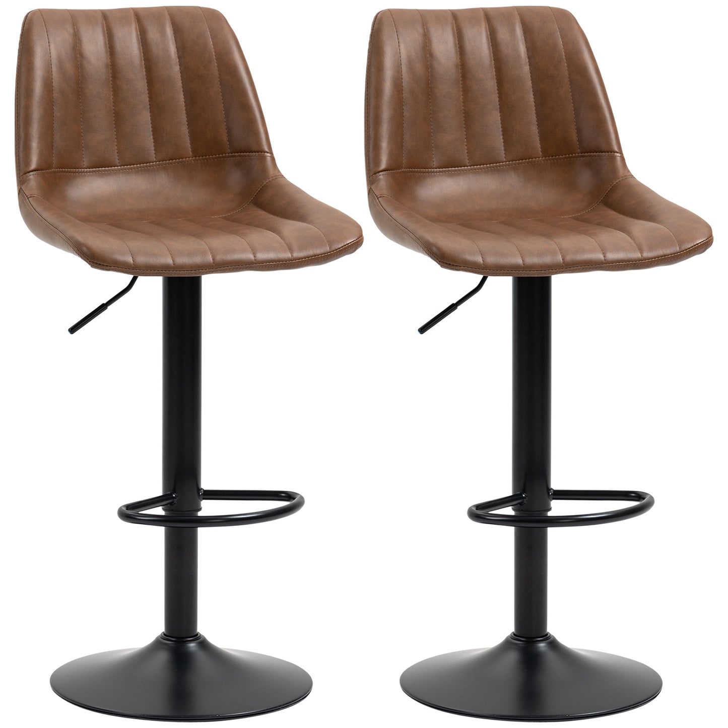 Swivel Bar Stools Set of 2, PU Leather Upholstered Counter Stools with Adjustable Height and Footrest for Kitchen Bar Stools Multi Colour  at Gallery Canada