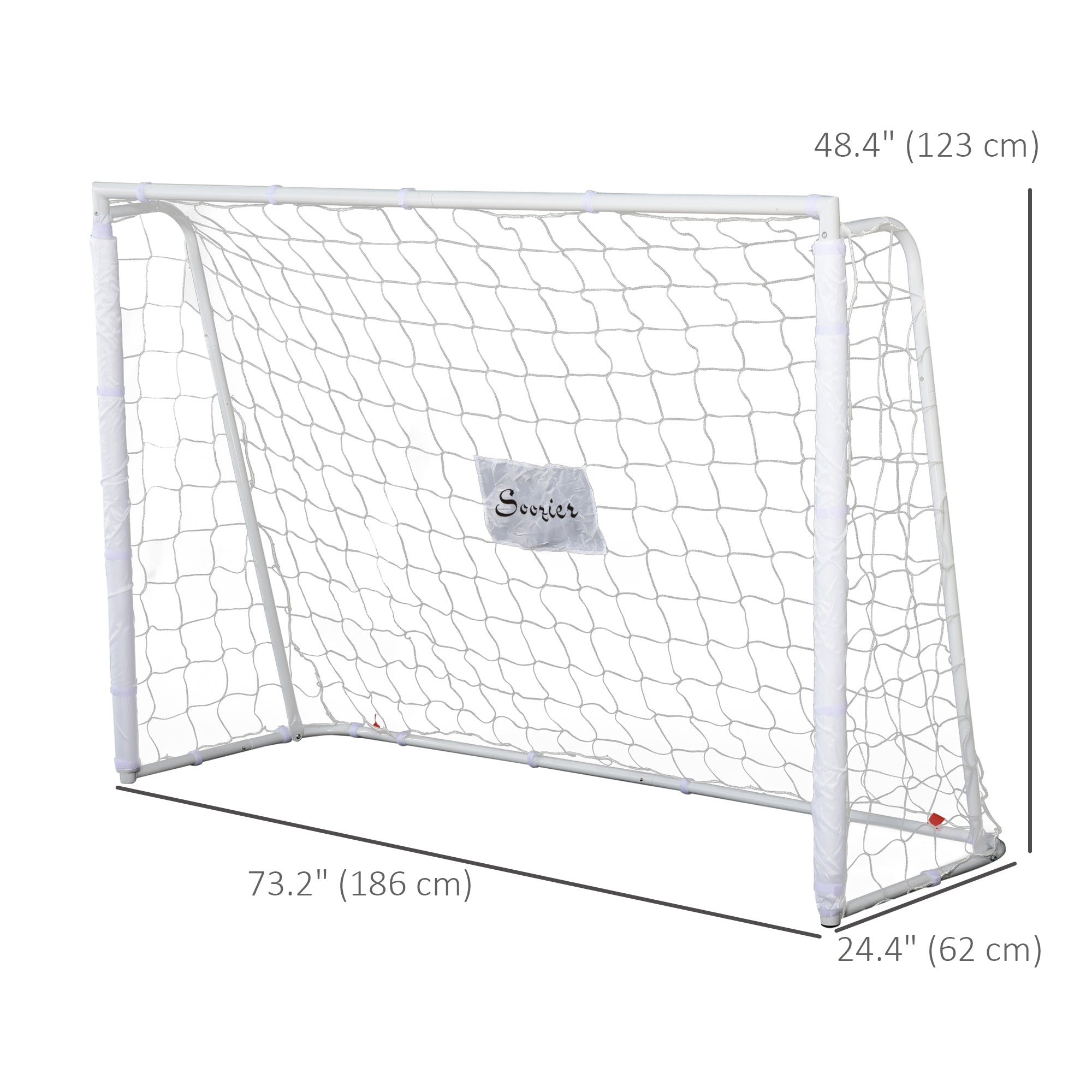 6ft x 4ft Soccer Goal Net with Metal Frame, PE Mesh, Ground Stakes, Easy Assembly, White Football at Gallery Canada
