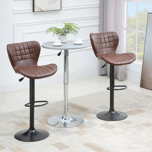 Adjustable Swivel Barstools Set of 2, PU Leather Upholstered Bar Chairs with Back Bar Stools   at Gallery Canada